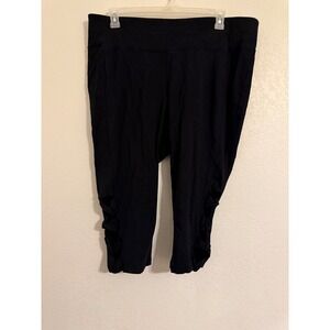 LB Active‎ Womens Black Capri Leggings Cutout Athletic Activewear Size 22 24